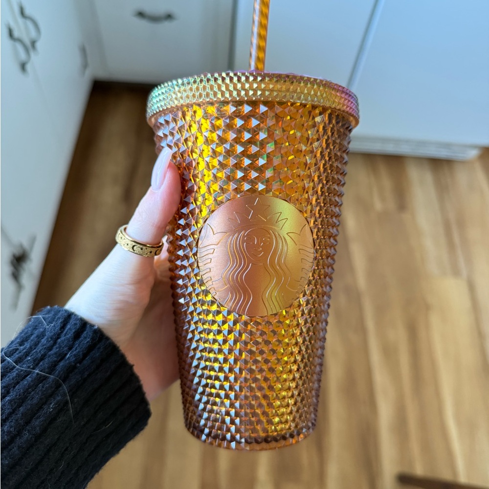 Starbucks 50th Anniversary 2021 Honeycomb Gold Copper Studded Tumblers